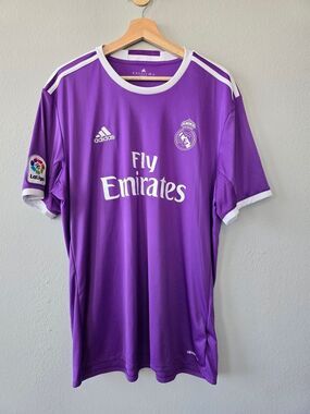 Adidas Real Madrid 2016 Purple Away Jersey XL ClimaCool La Liga Soccer Retro